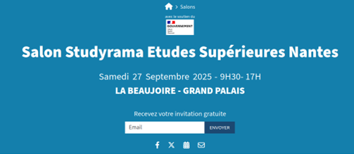 Salon Studyrama Samedi 27 septembre 2025 de 10h  17h   la Beaujoire  Grand Palais  Nantes 